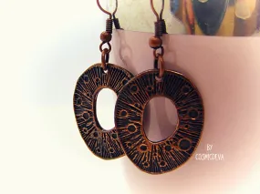 Organic Copper Dangle Earrings