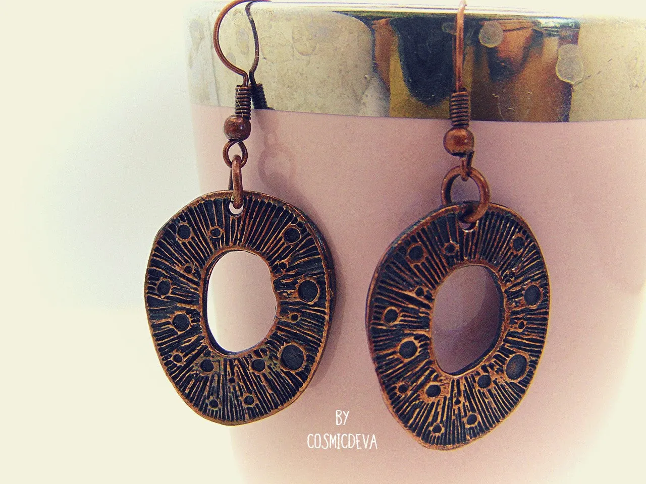 Organic Copper Dangle Earrings