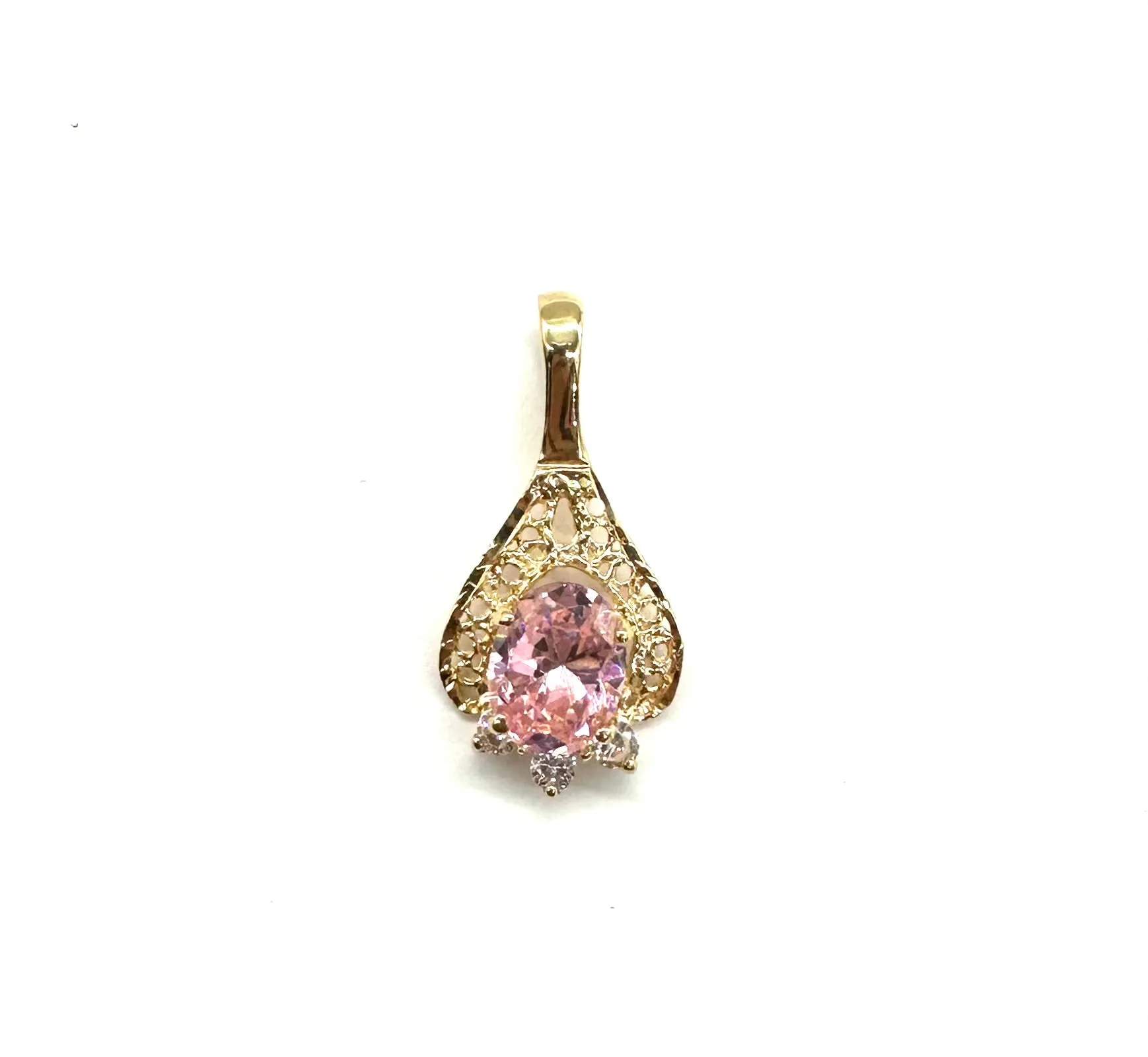 Oval Pink Ice & Diamond Accent Pendant