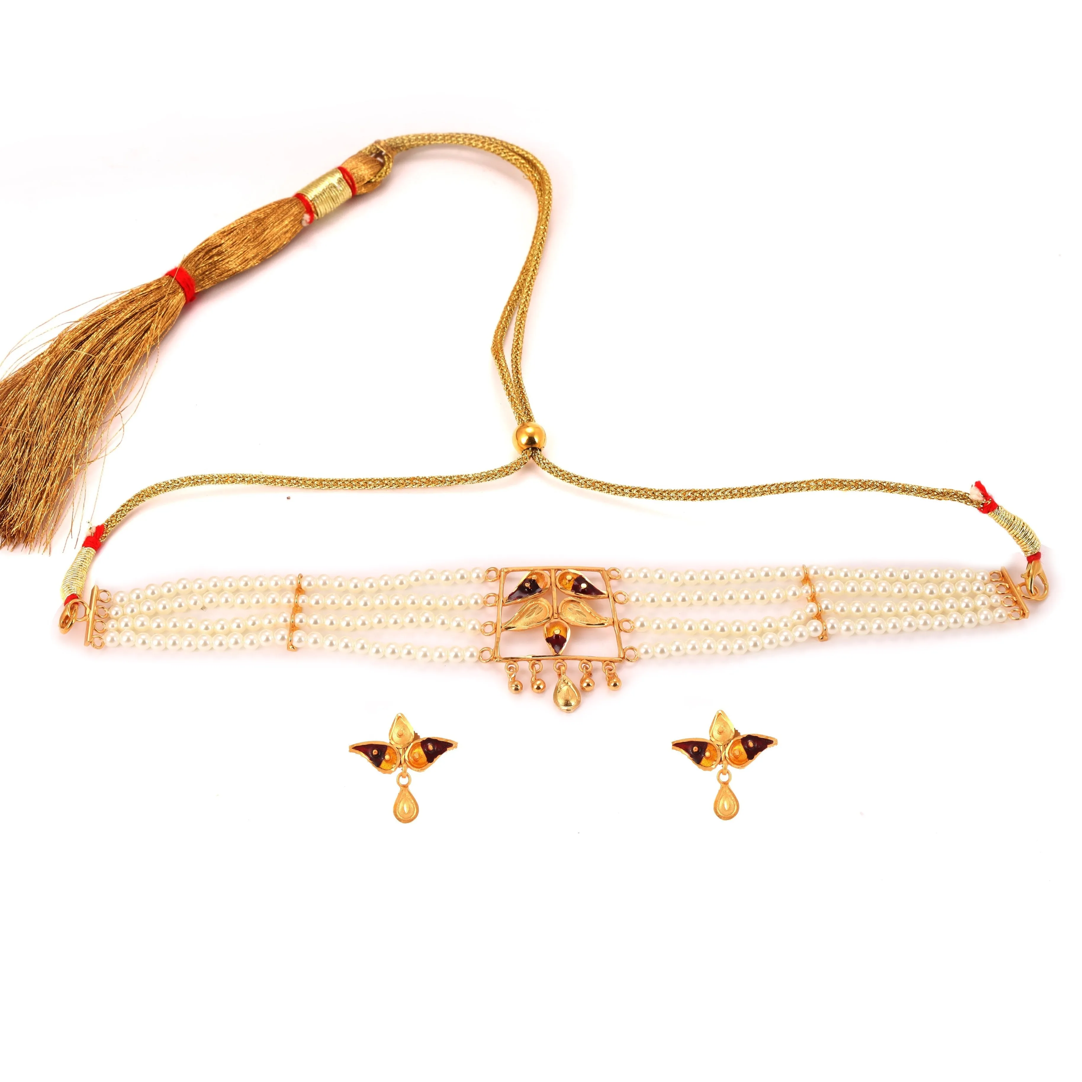 Panchali - White Beaded Choker Set