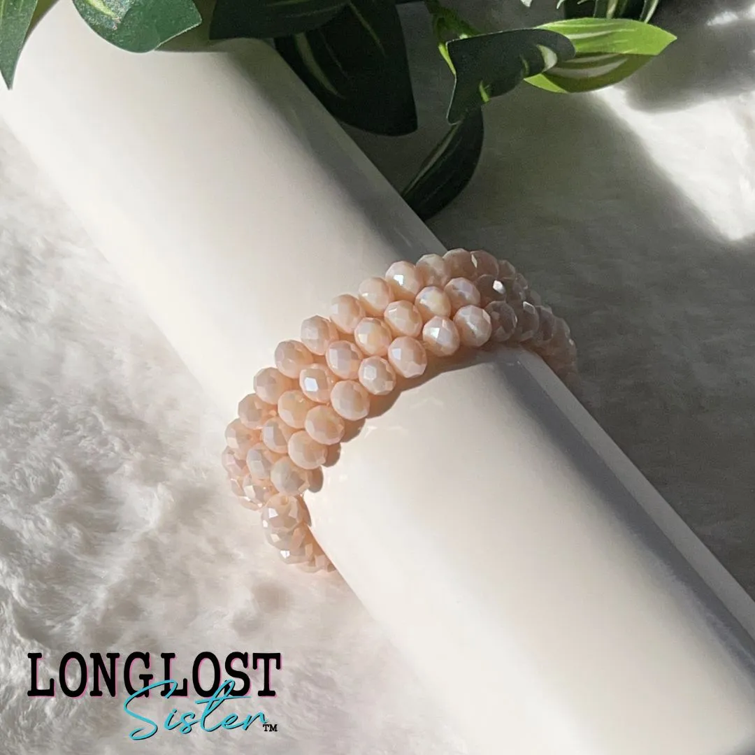 Peach Glass Bead Stretch Bracelet