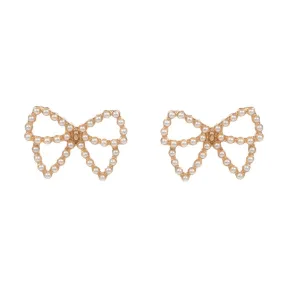 Pearl Paved Bow Stud Earrings