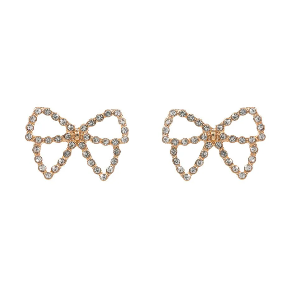 Pearl Paved Bow Stud Earrings