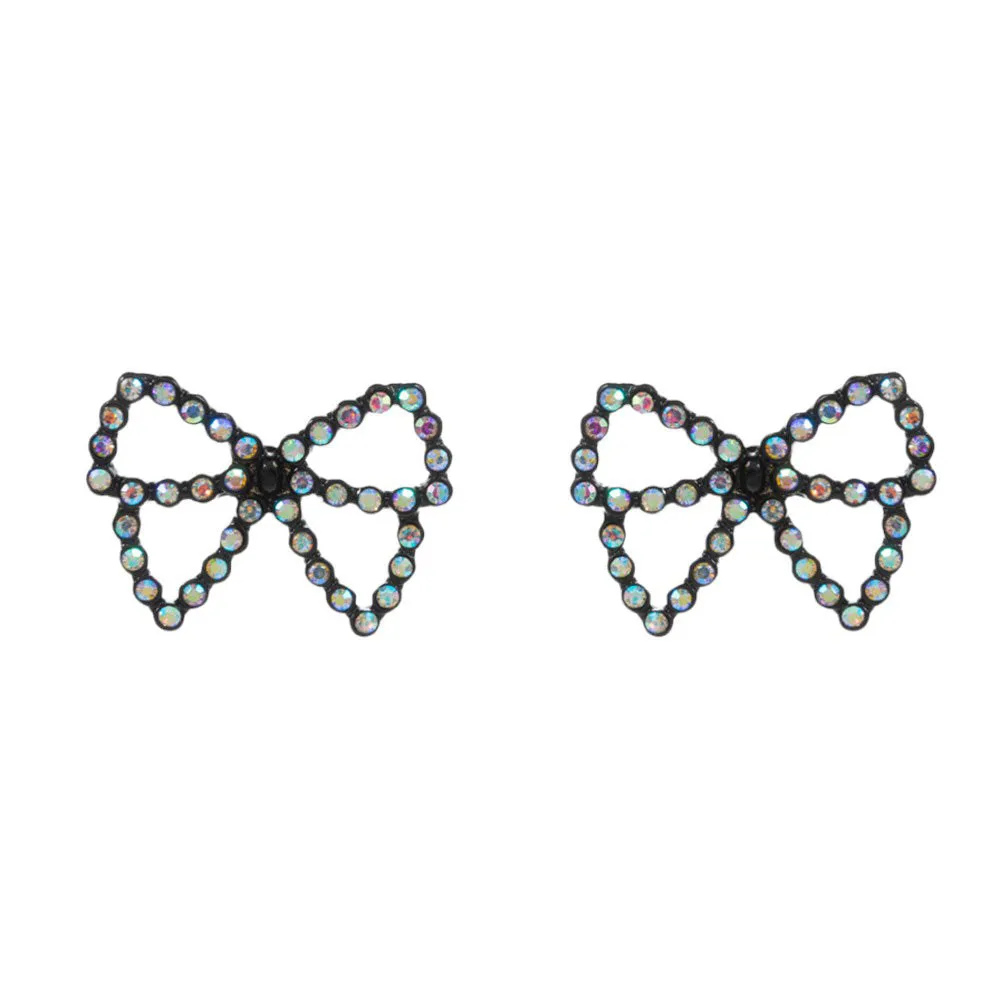 Pearl Paved Bow Stud Earrings