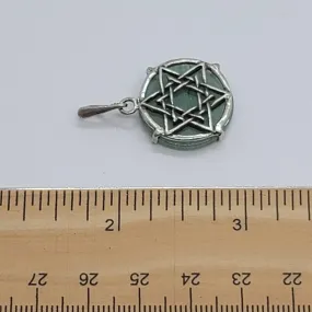 Pendant, Star of David Aventurine/Green Desk in sterling silver setting