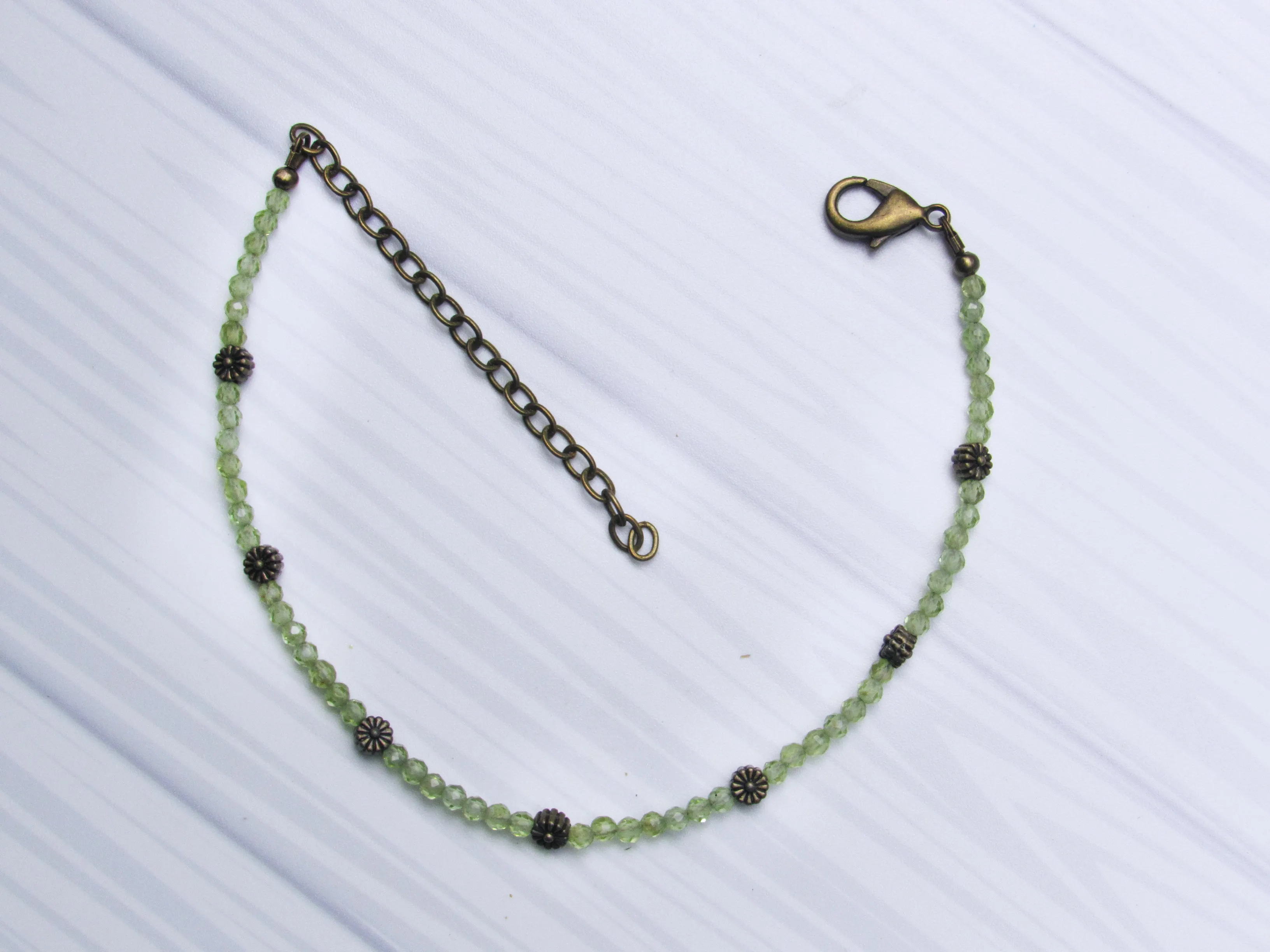 Peridot Beaded anklet