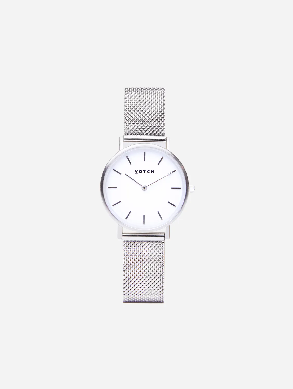 Petite Watch Silver & White Dial | Silver Mesh Strap