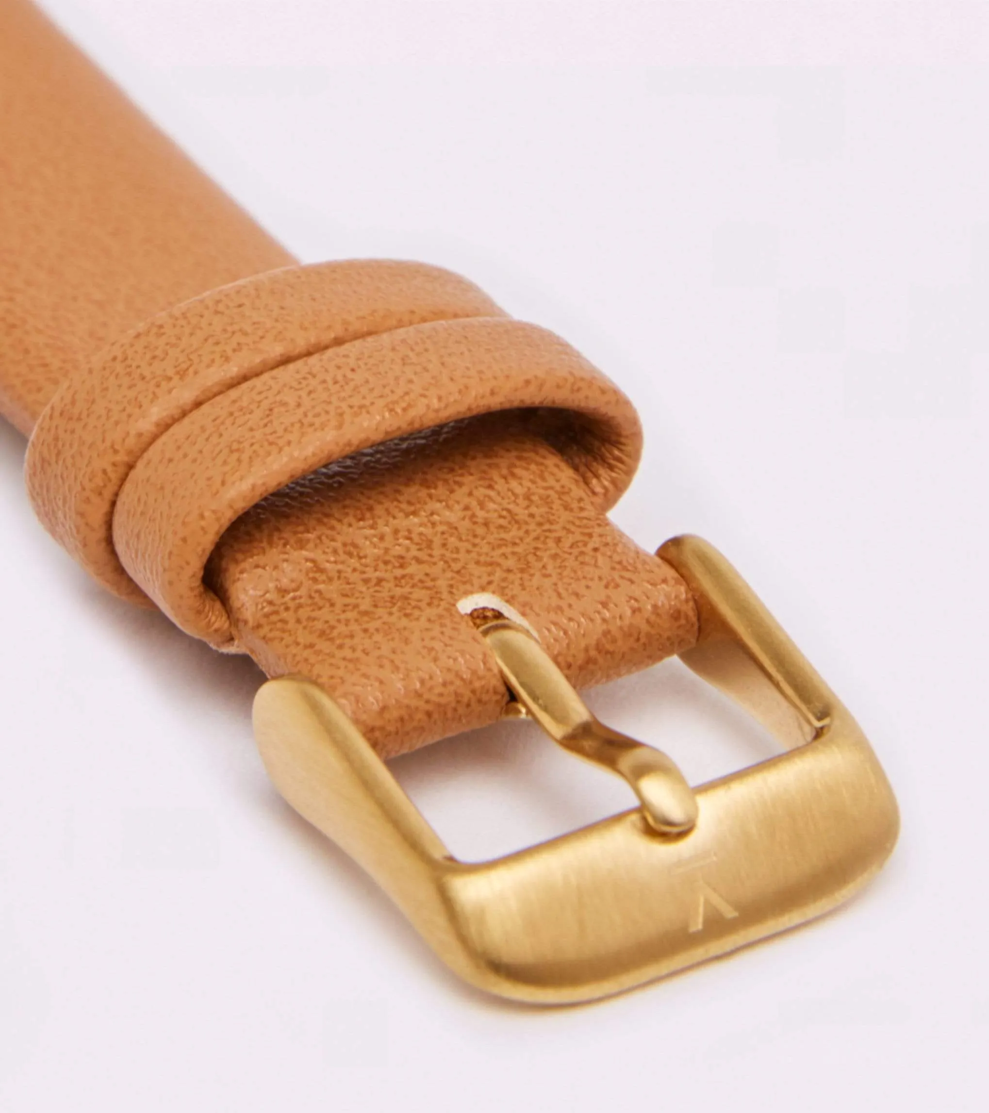 Petite Watch with Gold & White Dial | Tan Vegan Leather Strap