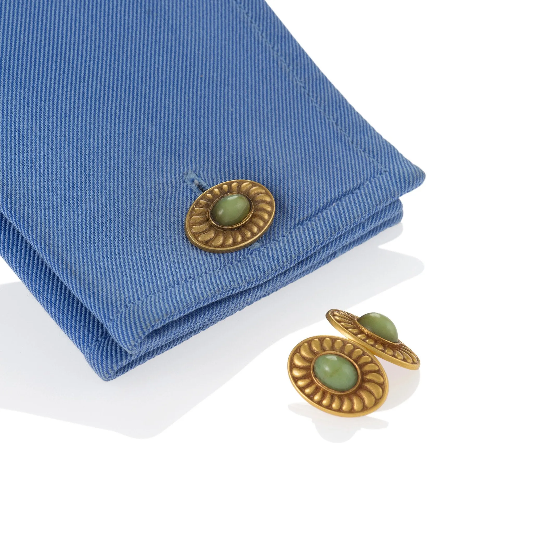 Pickslay & Co. Chrysoprase and Gold Cuff Links