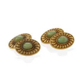 Pickslay & Co. Chrysoprase and Gold Cuff Links