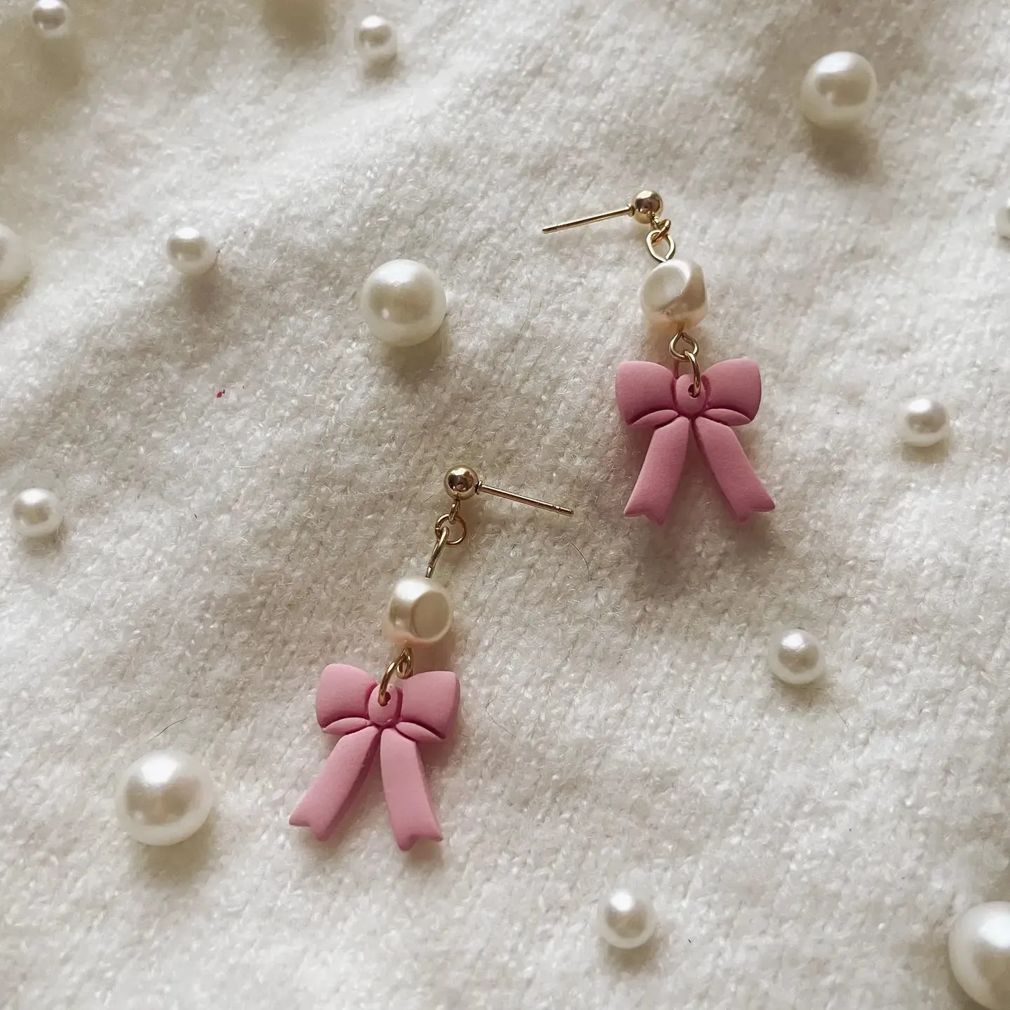 Placed by Grace Designs |  Bow with Pearl Earrings