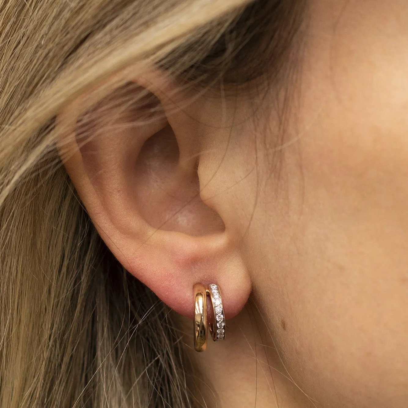 Pomellato - Iconica - Hoop Earrings with Diamonds, 18K Rose and White Gold