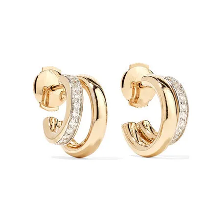 Pomellato - Iconica - Hoop Earrings with Diamonds, 18K Rose and White Gold