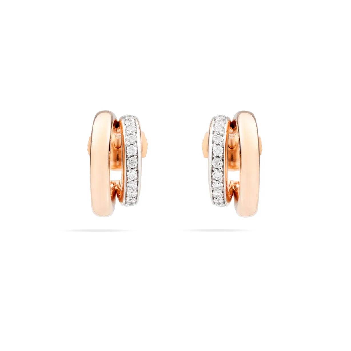 Pomellato - Iconica - Hoop Earrings with Diamonds, 18K Rose and White Gold