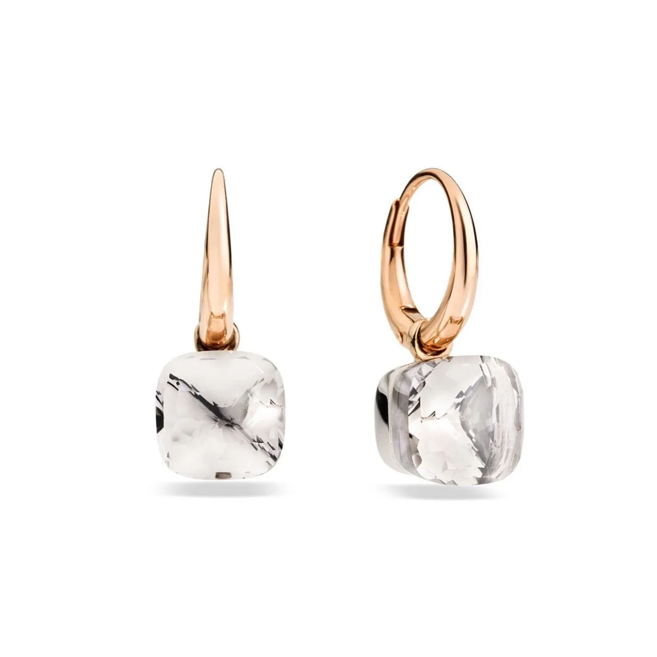 Pomellato - Nudo - Small Earrings with White Topaz, 18k Rose and White Gold