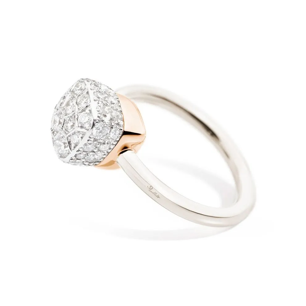 Pomellato - Nudo Solitaire - Stackable Ring with Diamonds, 18k Rose and White Gold