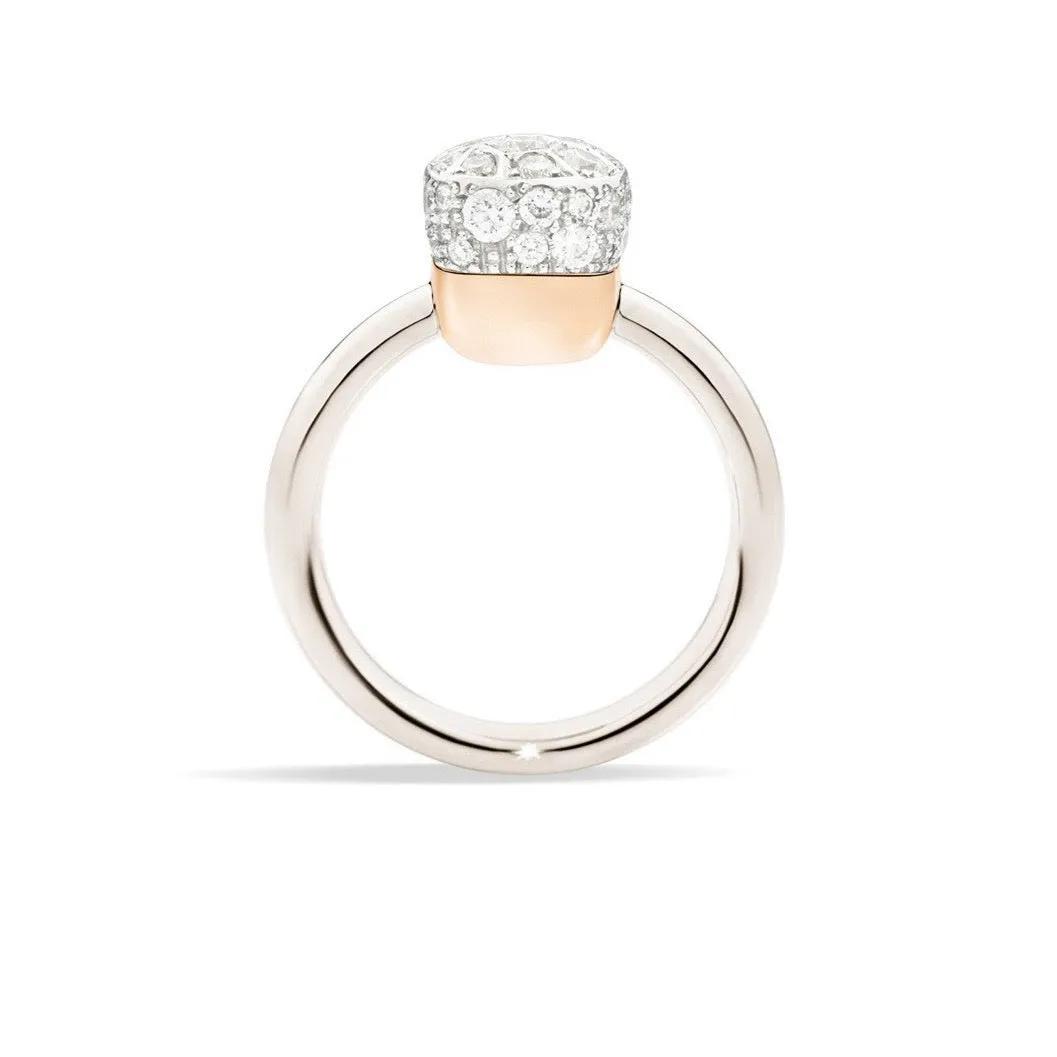 Pomellato - Nudo Solitaire - Stackable Ring with Diamonds, 18k Rose and White Gold