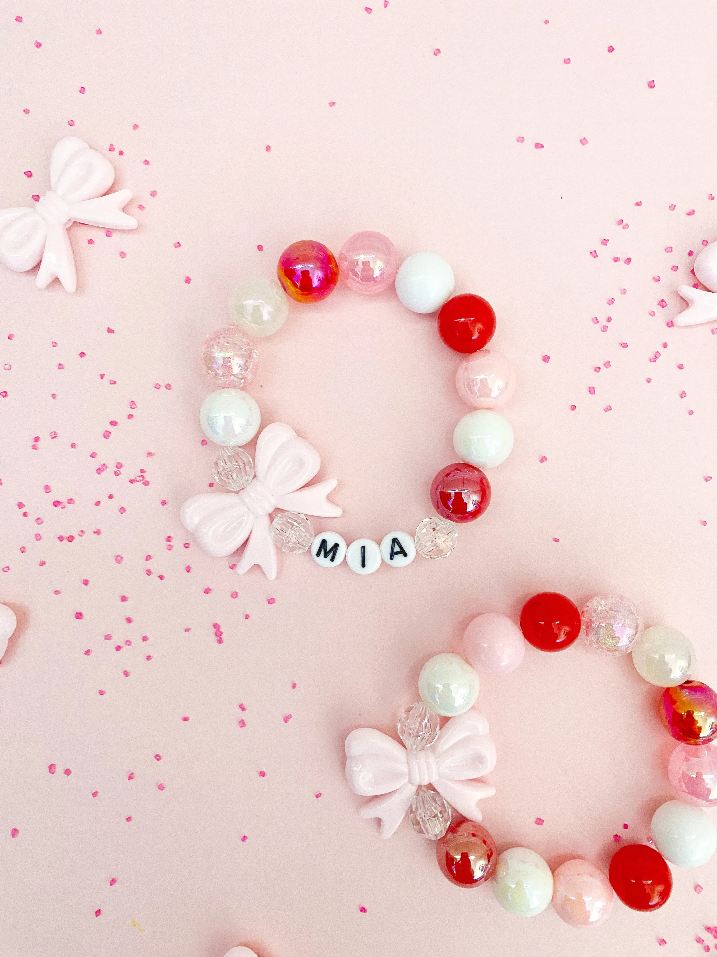 Pretty Pink Bow Bracelet - Customizable