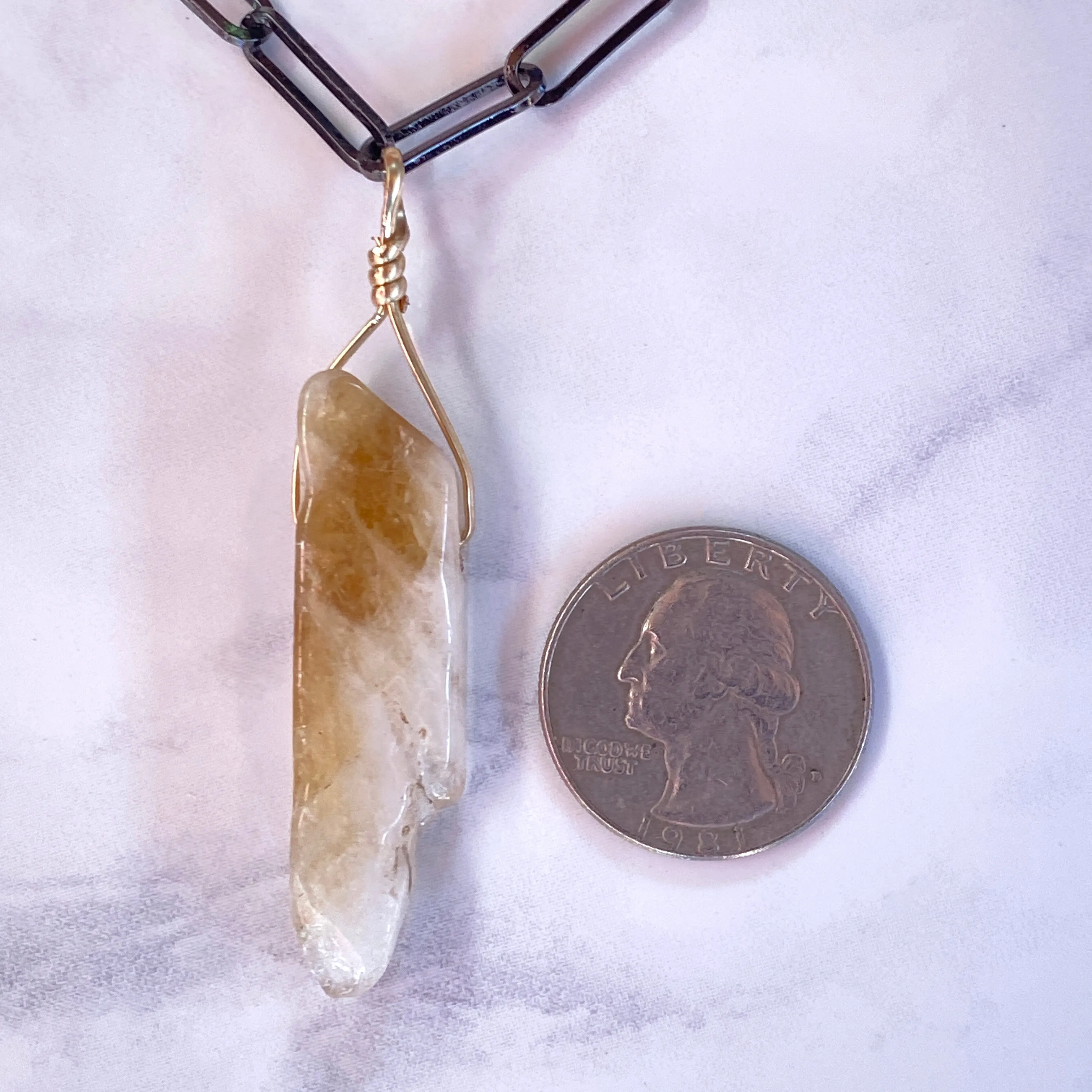 Raw Citrine Gemstone chain Necklace