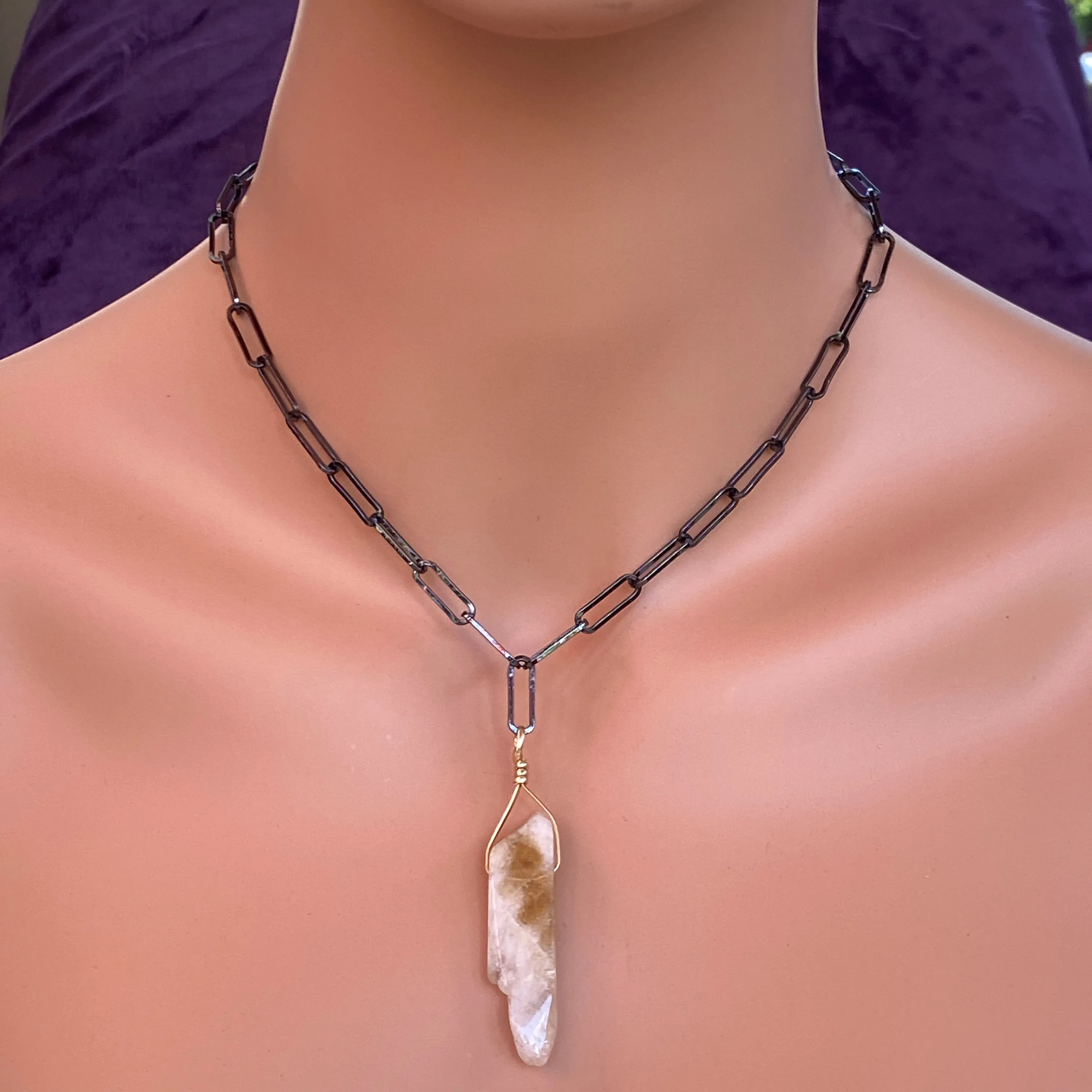 Raw Citrine Gemstone chain Necklace