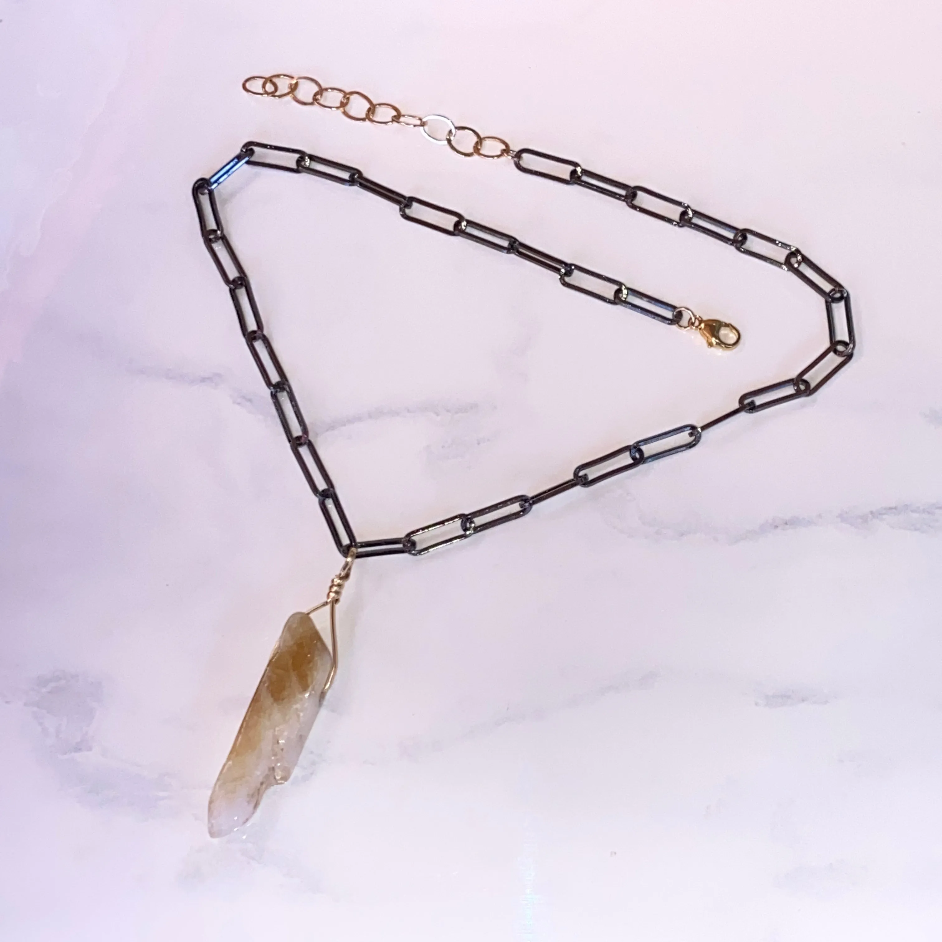 Raw Citrine Gemstone chain Necklace