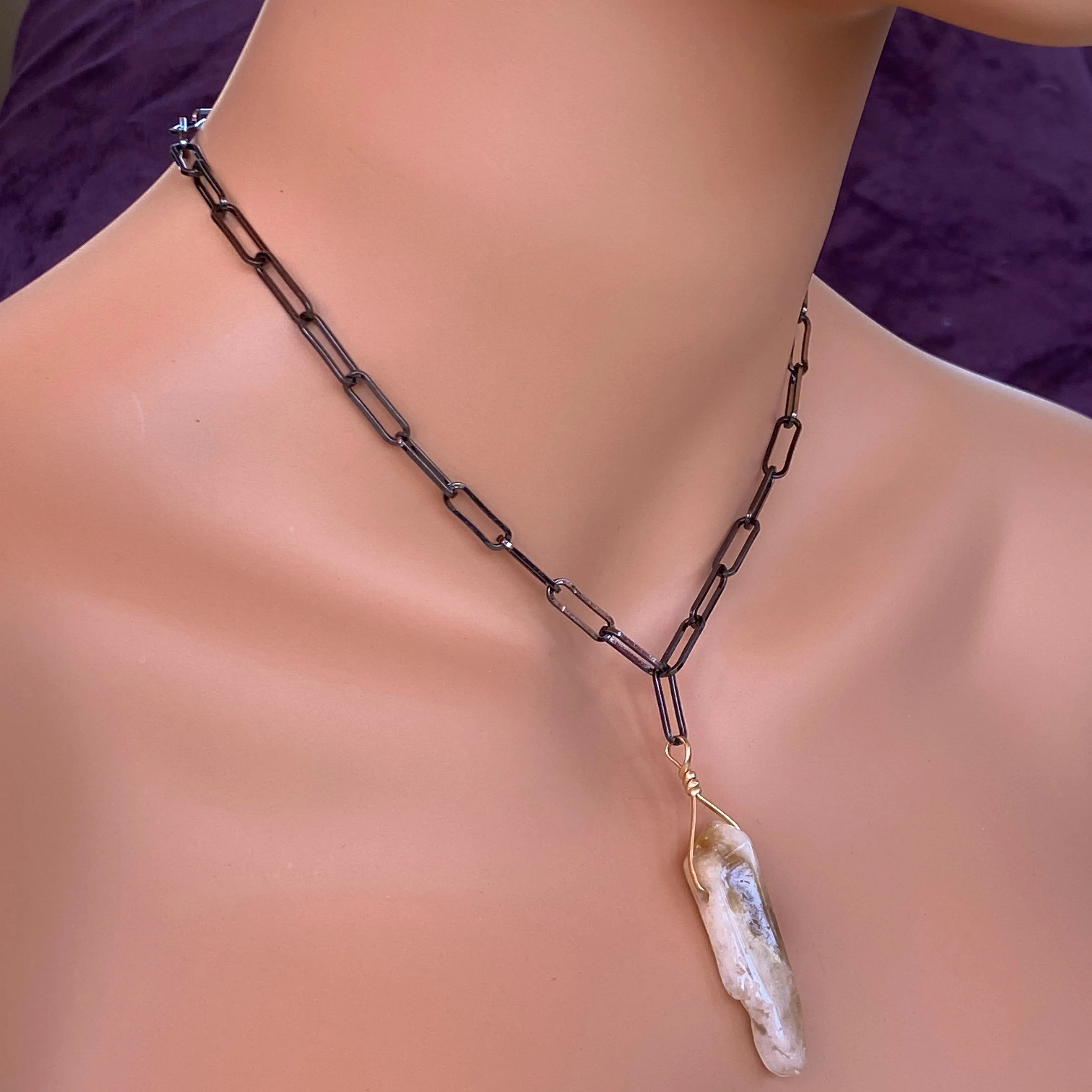 Raw Citrine Gemstone chain Necklace