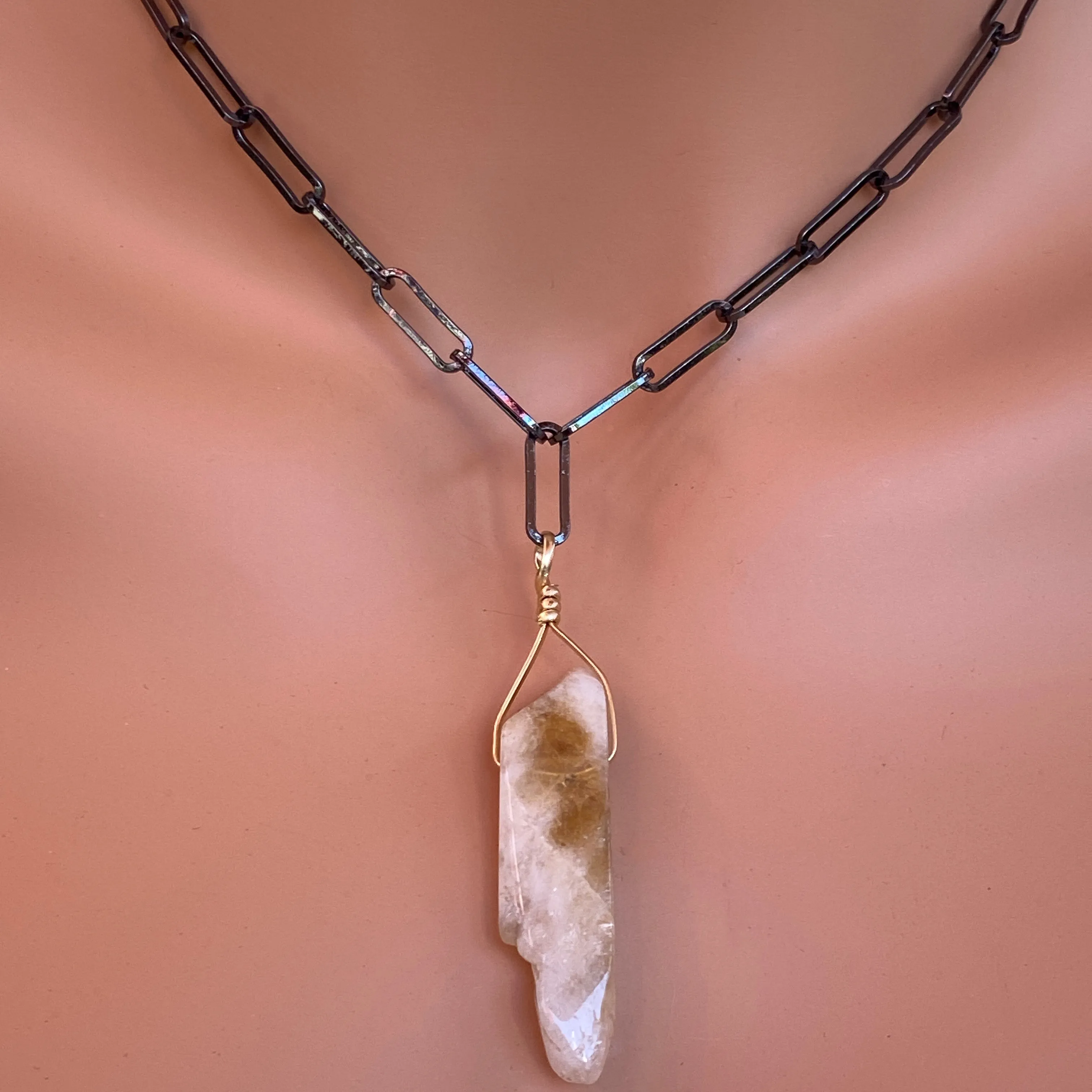 Raw Citrine Gemstone chain Necklace