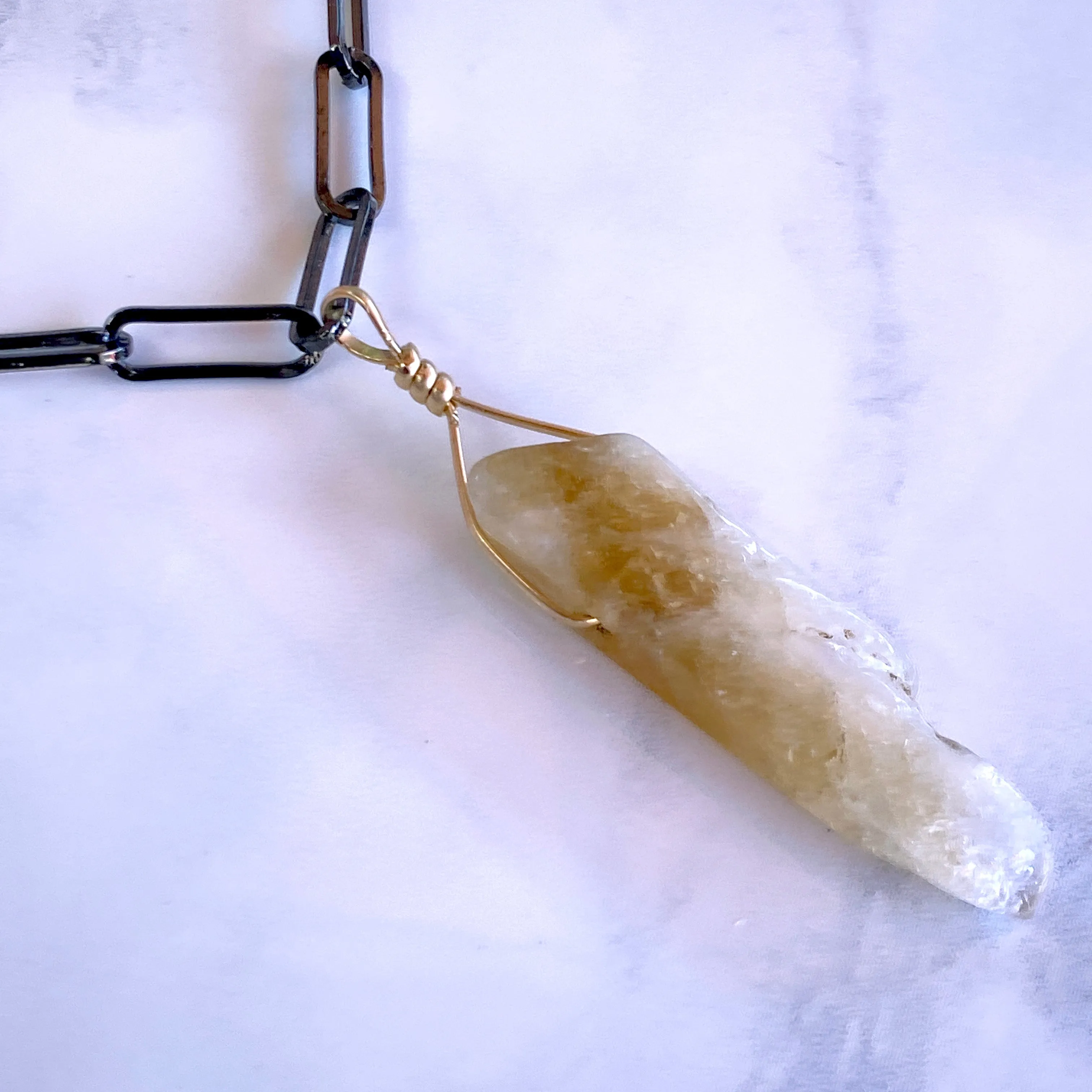 Raw Citrine Gemstone chain Necklace