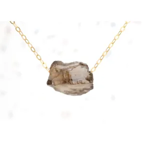 Raw Smokey Quartz Necklace, Dainty Gold Raw Birthstone Necklace, Rough Gemstone Pendant, Raw  Necklace, Raw Layered Pendant k • 24k Dip