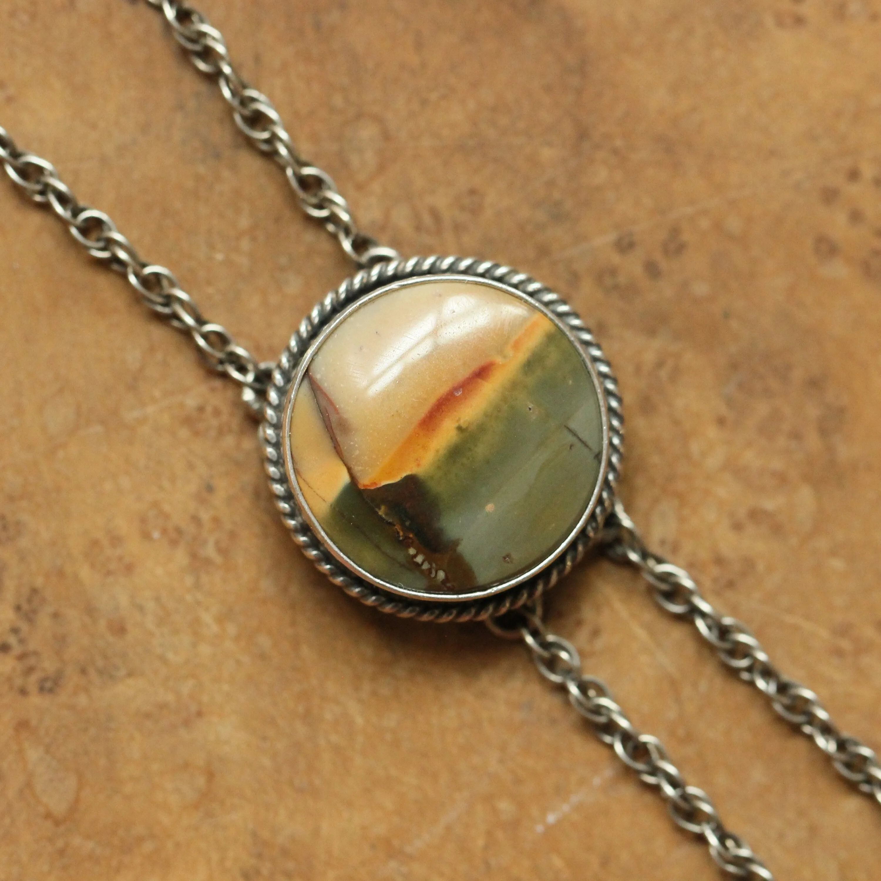 Red Creek Jasper Bolo - Red Creek Jasper Necklace - Jasper Mock Bolo - Silversmith Bolo - Bolo Style Necklace