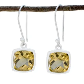 Riyo Artistic Sterling Silver Earring For Damsel Citrine Earring Bezel Setting Yellow Earring Dangle Earring