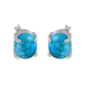 Riyo Attractive 925 Sterling Silver Earring For Sister Turquoise Earring Bezel Setting Multi Earring Stud Earring