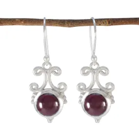 Riyo Beauteous Sterling Silver Earring For Wife Garnet Earring Bezel Setting Red Earring Dangle Earring