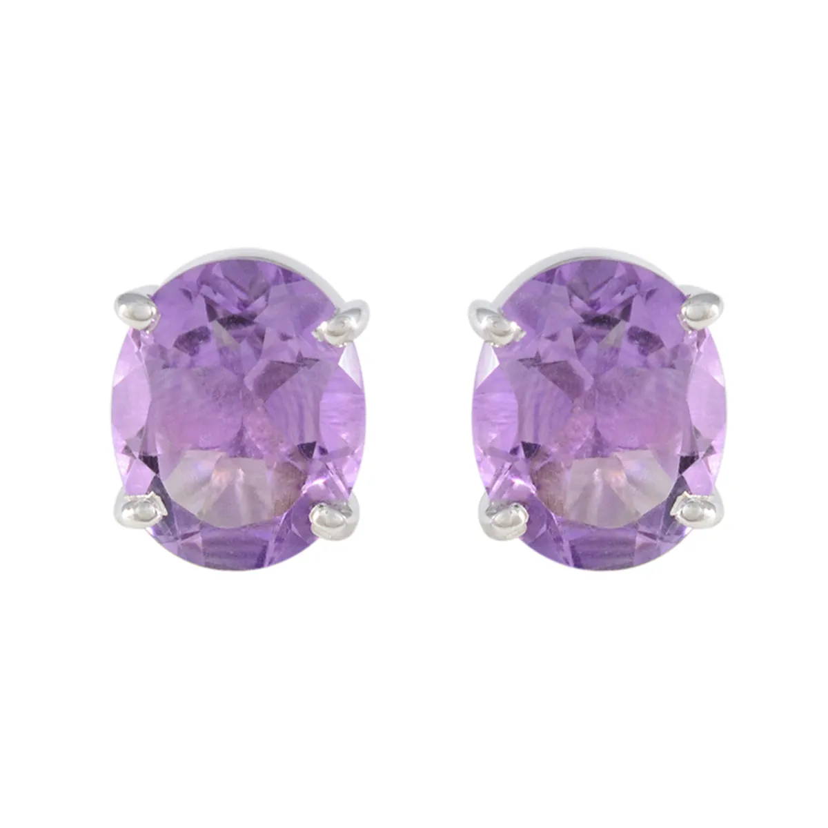 Riyo Beddable 925 Sterling Silver Earring For Femme Amethyst Earring Bezel Setting Purple Earring Stud Earring