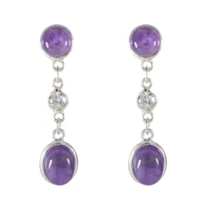 Riyo Cute 925 Sterling Silver Earring For Damsel Amethyst Earring Bezel Setting Purple Earring Stud Earring