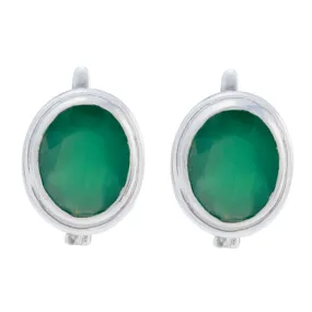 Riyo Elegant Sterling Silver Earring For Women Indian Emerald Earring Bezel Setting Green Earring Stud Earring