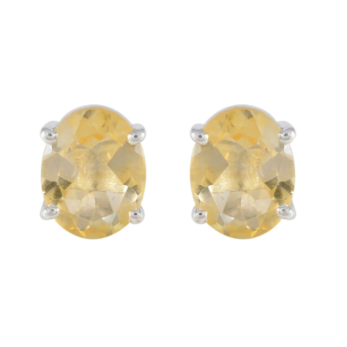 Riyo Fit 925 Sterling Silver Earring For Lady Citrine Earring Bezel Setting Yellow Earring Stud Earring