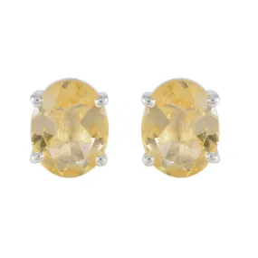 Riyo Fit 925 Sterling Silver Earring For Lady Citrine Earring Bezel Setting Yellow Earring Stud Earring