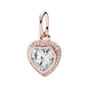 ROSE GOLD SILVER 925 SPARKLING HEART PENDANT