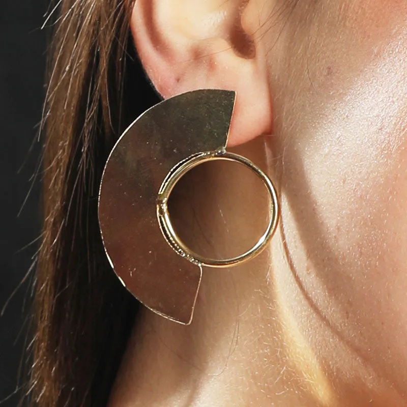 Round Brass Plate Earring