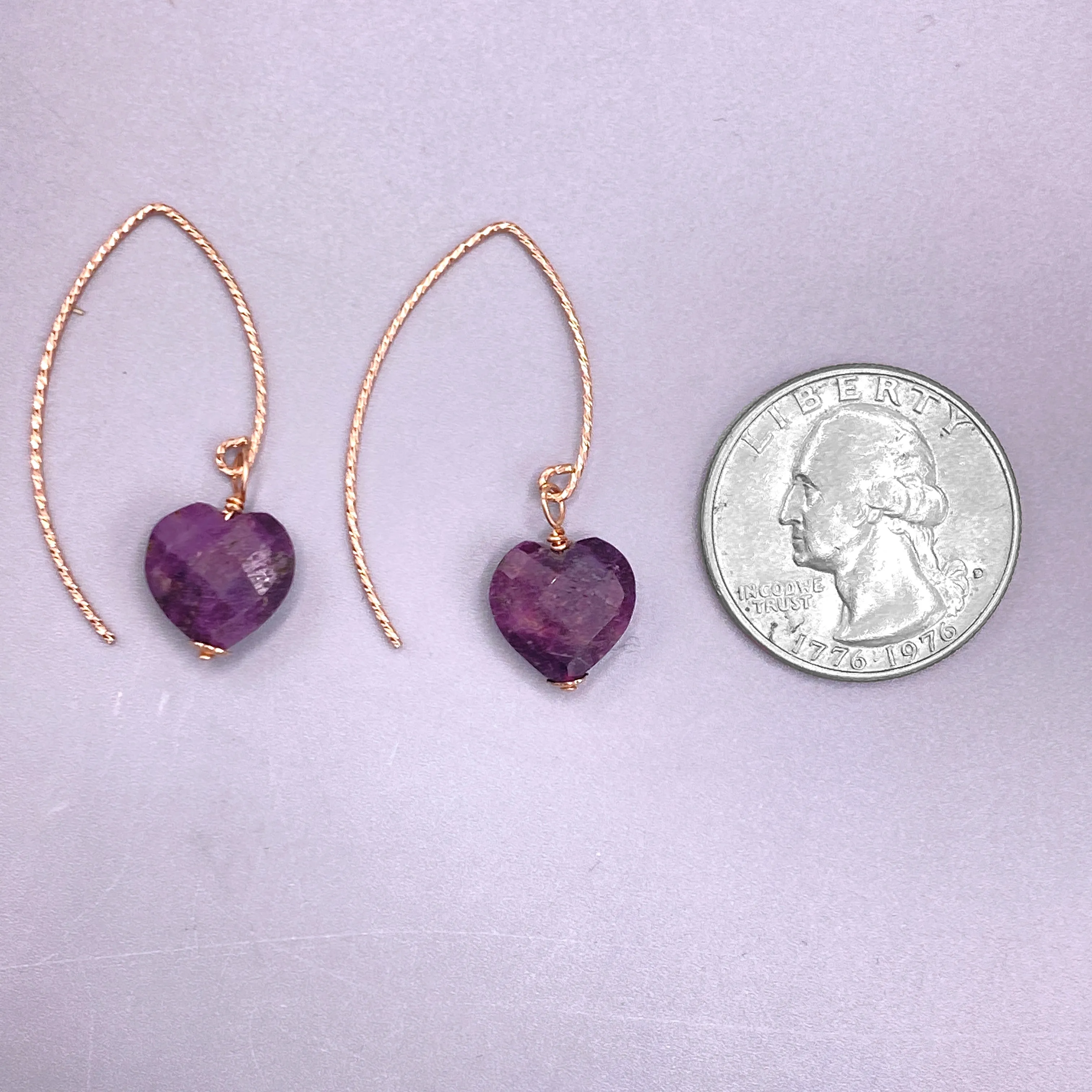 Ruby Heart Drop Earrings