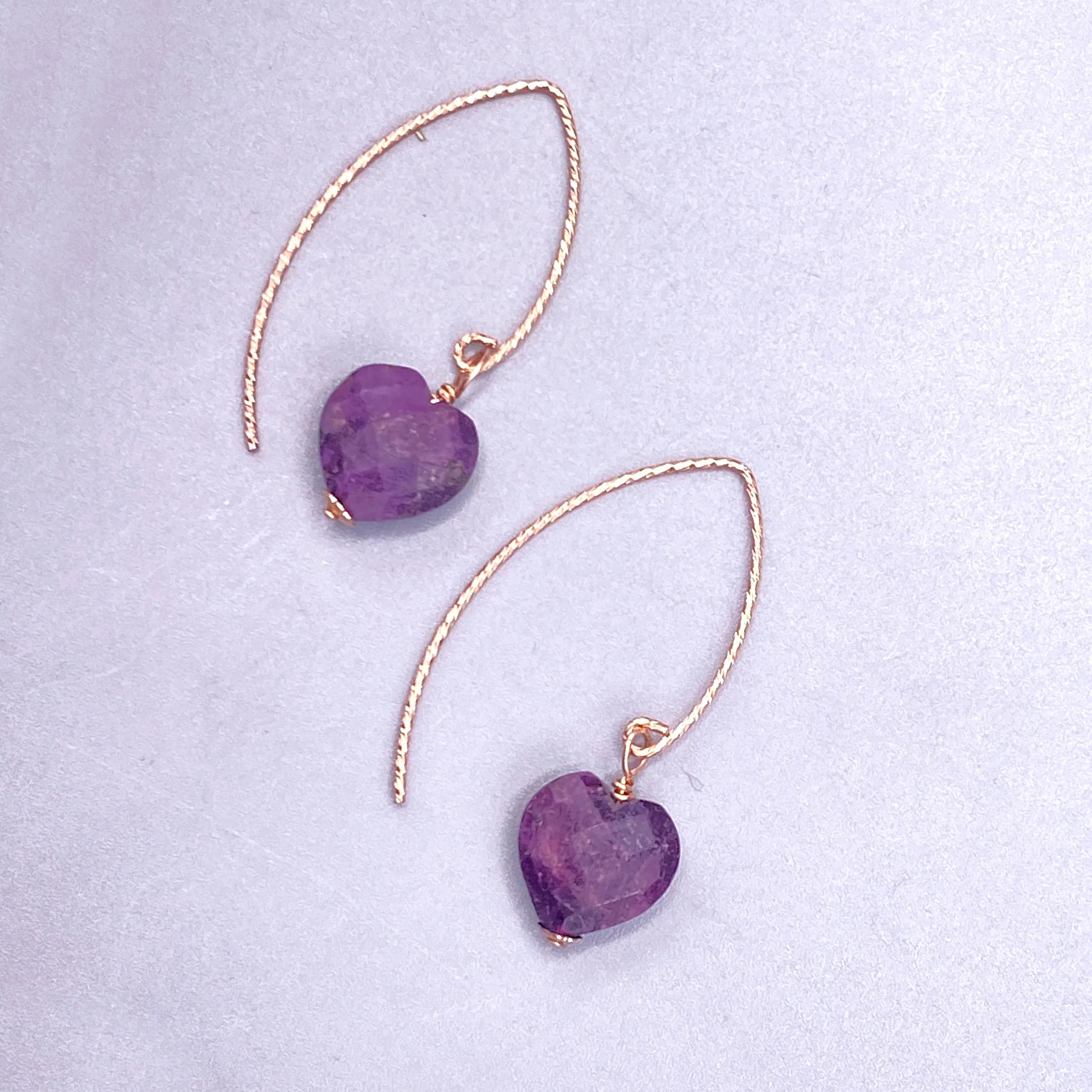 Ruby Heart Drop Earrings