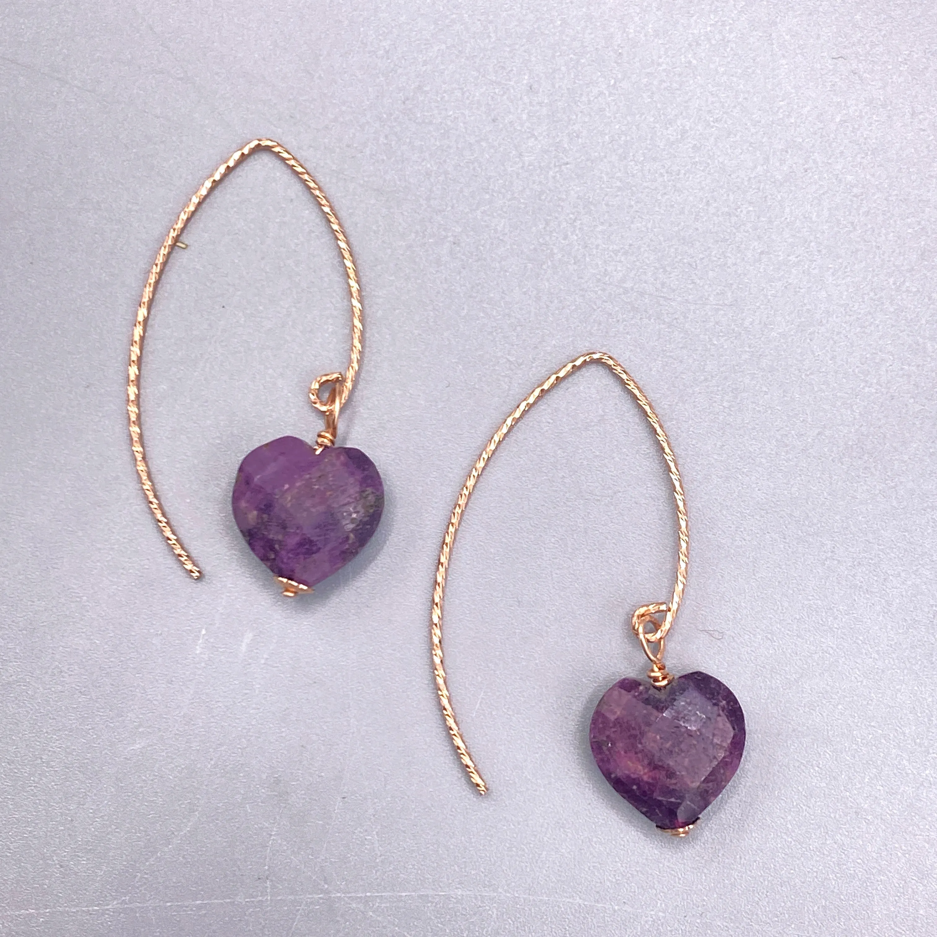 Ruby Heart Drop Earrings