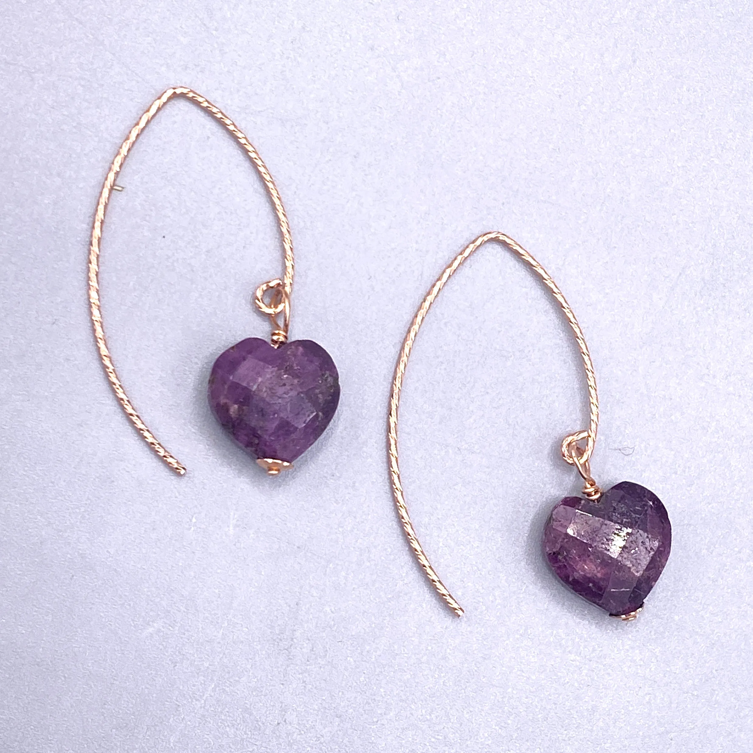 Ruby Heart Drop Earrings