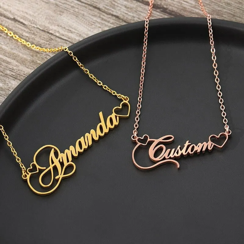 Script Name Heart Necklace