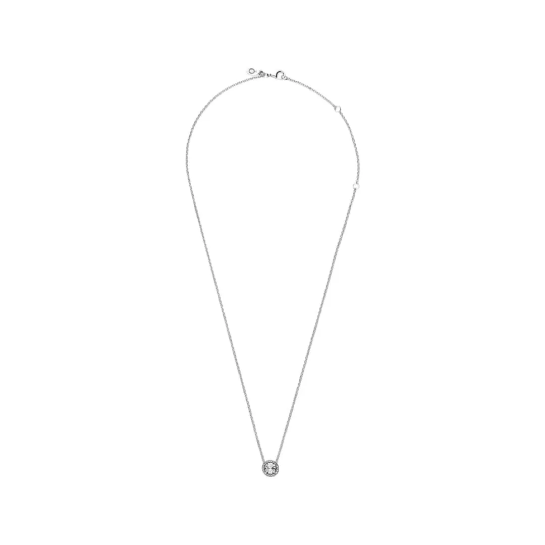 SILVER 925 ROUND ZIRCONIA PENDANT NECKLACE