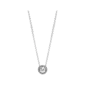 SILVER 925 ROUND ZIRCONIA PENDANT NECKLACE