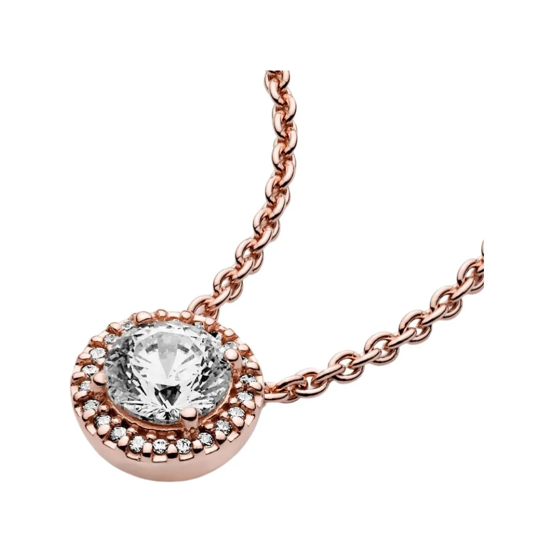 SILVER 925 ROUND ZIRCONIA PENDANT NECKLACE