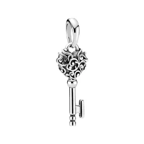 SILVER 925 VINE HEART KEY PENDANT