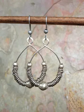 Silver Hoop Earrings, Boho Earrings, Boho Silver Jewelry, Tribal Jewelry, Ethnic Earrings, Ethnic Jewelry